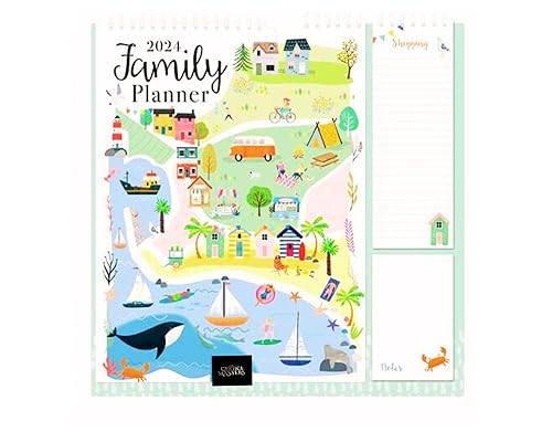 2024 Family Organiser Calendar - Month To View - Wall Hanging - Comes With Shopping List, Memo Pad - Floral Or Picturesque (Picturesque)