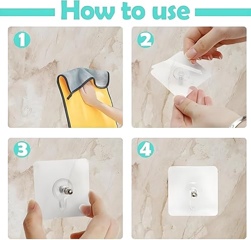 Miniatura 5 de 10 ganchos de pared sin taladrar  Perchas adhesivas resistentes para cocina, baño y hogar  Accesorios para colgar cuadros sin daños con cinta