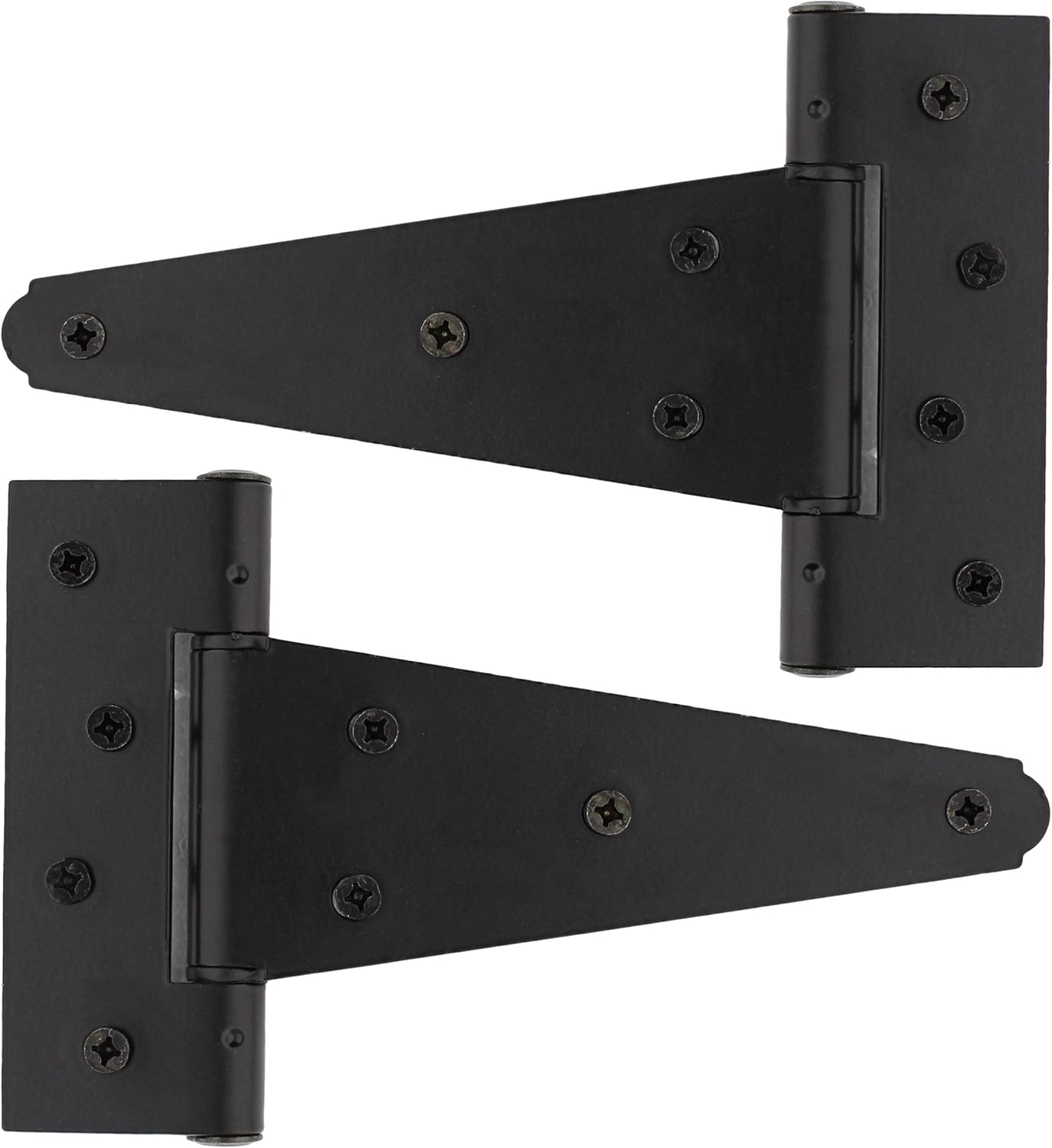 Rural365 Triangle Door Hinge 2Pk - Extra Heavy 6 Inch T-Strap Farmhouse Style Door Hinges Matte Black Barn Door Hinges