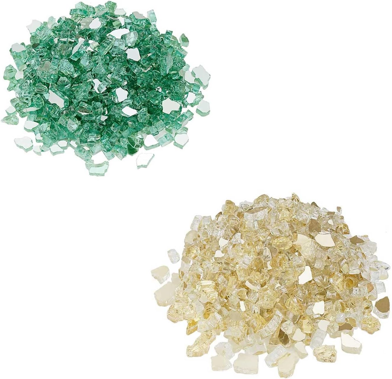 Grisun Fire Glass for Fire Pit 10 Pounds - 1/2 Inch High Luster Reflective Tempered Glass Rocks for Natural or Propane Fireplace, Safe for Outdoors and Indoors Firepit Glass