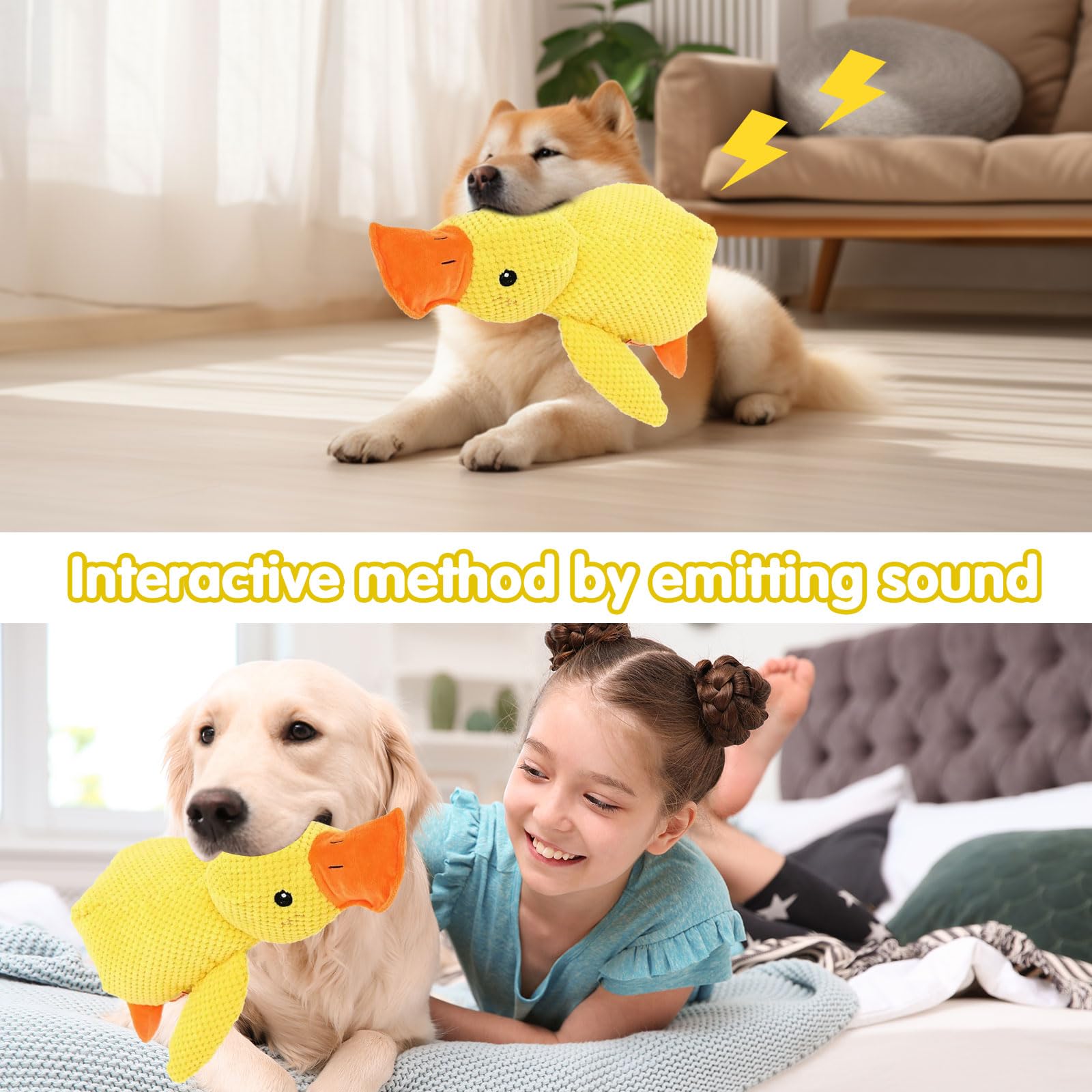 Jouet Canard Anti-Stress pour Chien, Jouet Sonore en Peluche, Calmant et Interactif pour Chiens Petits et Moyens