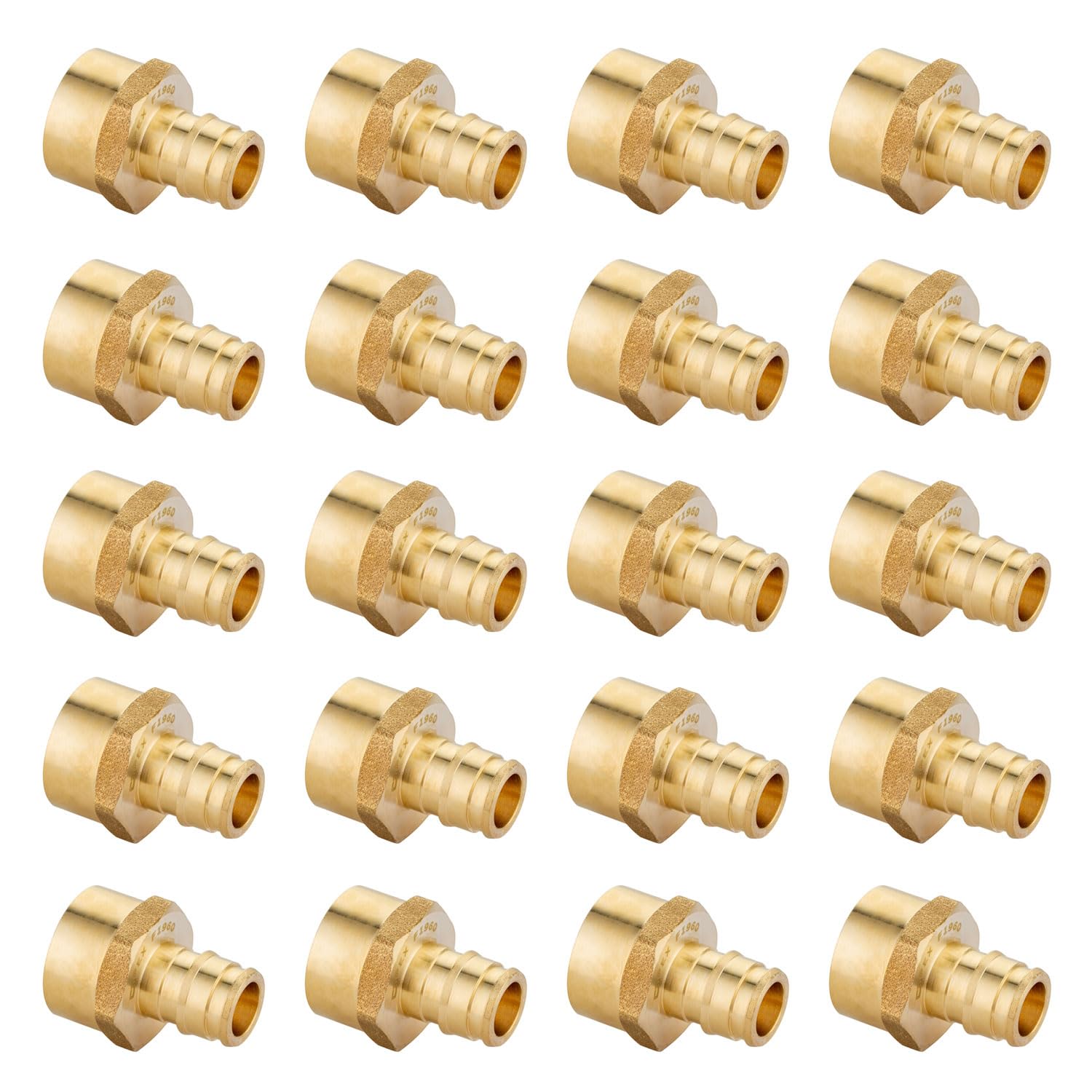 Paquete de 20 adaptadores NPT hembra EFIELD Pex A de 1/2 x 1/2 pulgadas, accesorios de latón de expansión solo para conexión de tubería Pex-A, ASTM F1960 (20)
