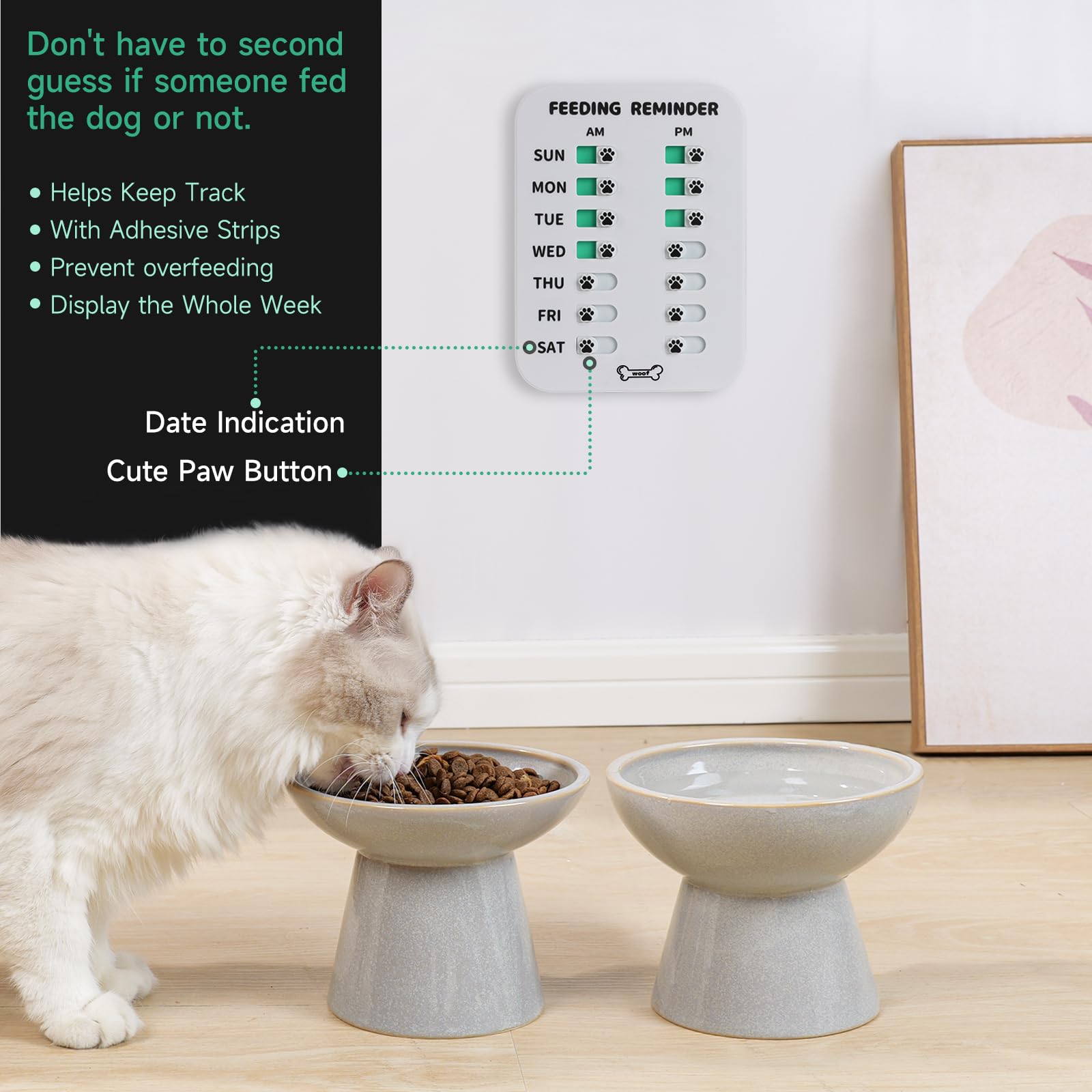 Cat Feeding Tracker, Pet Ate Sign, Did You Feed The Cat Sign, Fed