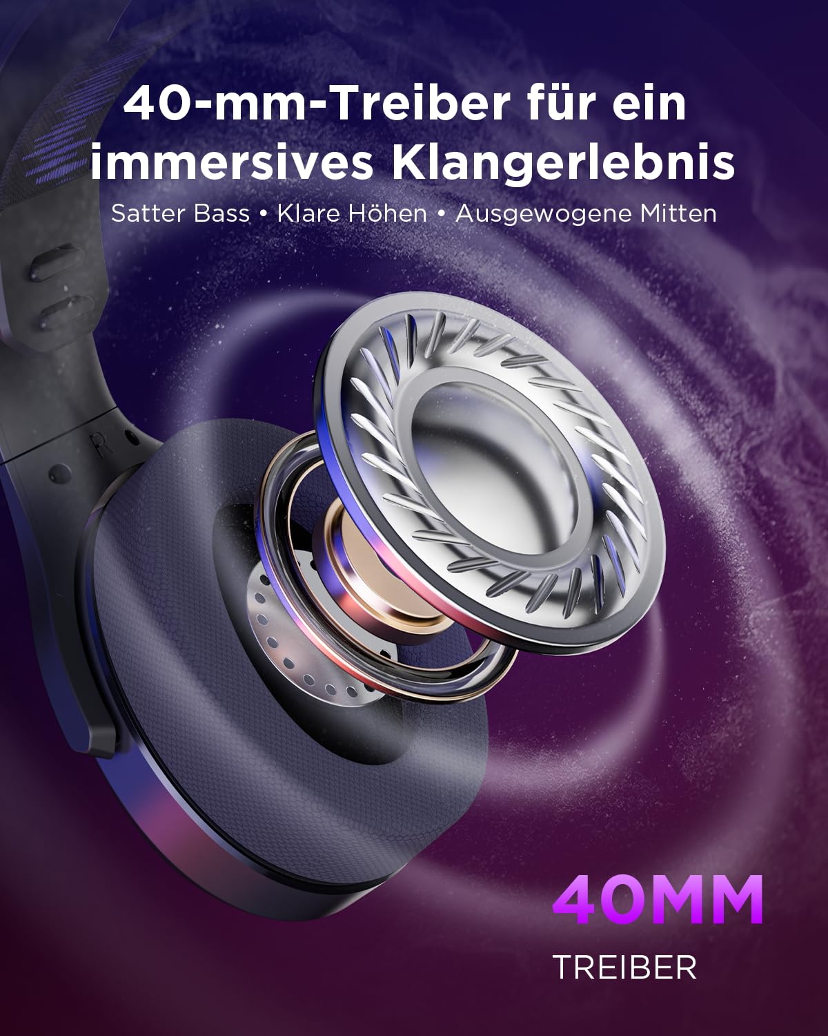 Lenovo Legion H410 Wireless Gaming Headset | Gaming Kopfhörer | schwarz-dunkelviolett