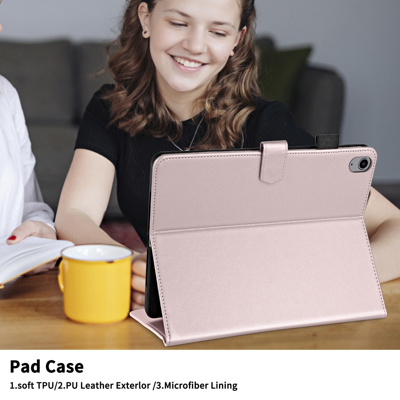 Custodia IPad 10a Generazione 10.9 Pollici (2022) - Rigida Antiurto Con Porta Apple Pencil E Cavalletto - Oro Rosa - 4