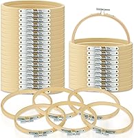 Weysat 60 Pack 5 Inch Bamboo Embroidery Hoops - Adjustable Cross Stitch Rings for Crafts, Sewing & Wall Decor