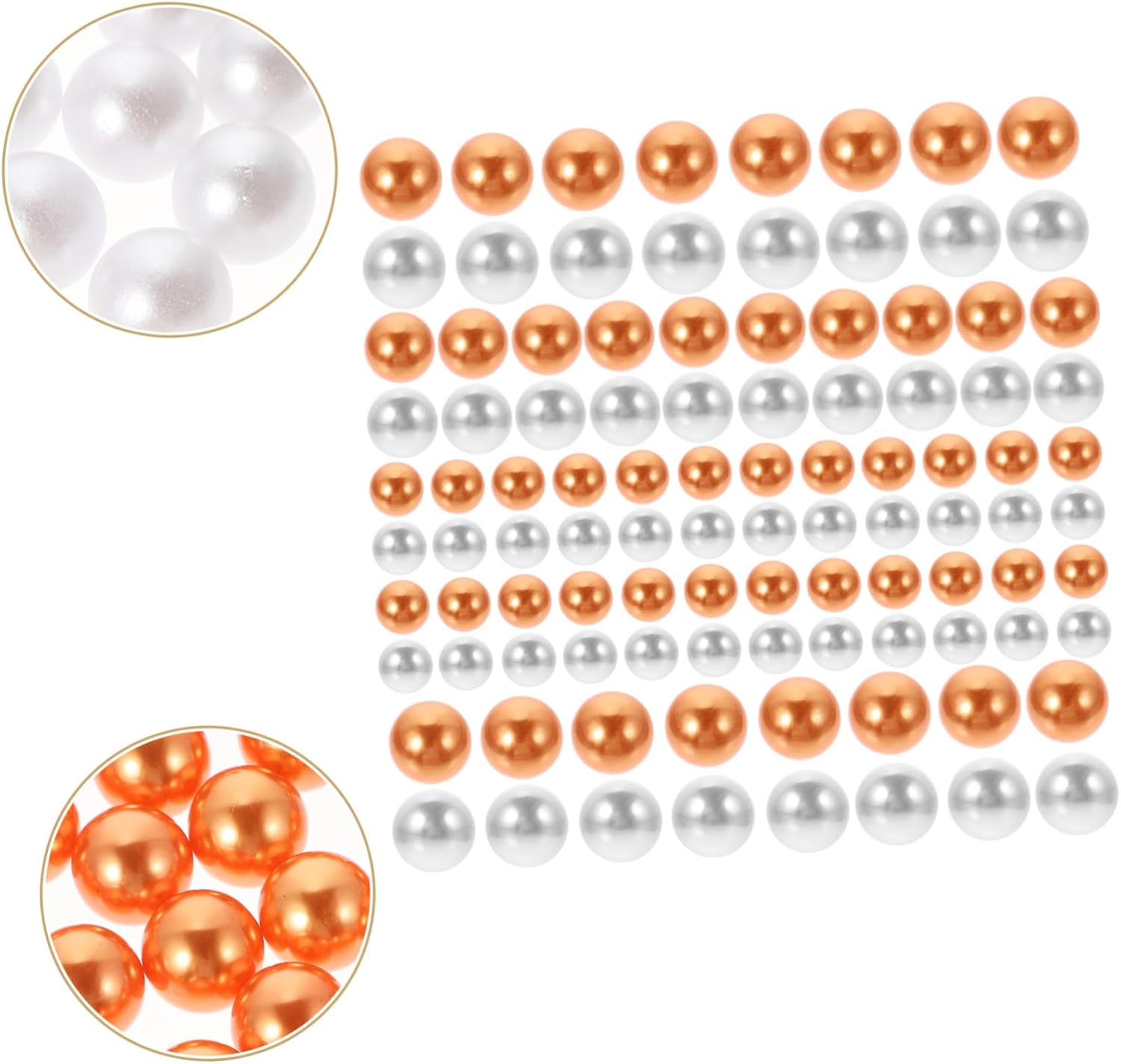 400pcs Floating Fake Pearl Beads No Vase Filler Decorative Simulated Pearls for Centerpieces Home Wedding Party Crafts Orange White