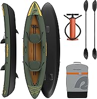 Vista 13 de Retrospec Coaster Kayak inflable individual y tándem para adultos, capacidad de peso de 220 y 440 lb, liviano con remo y bomba