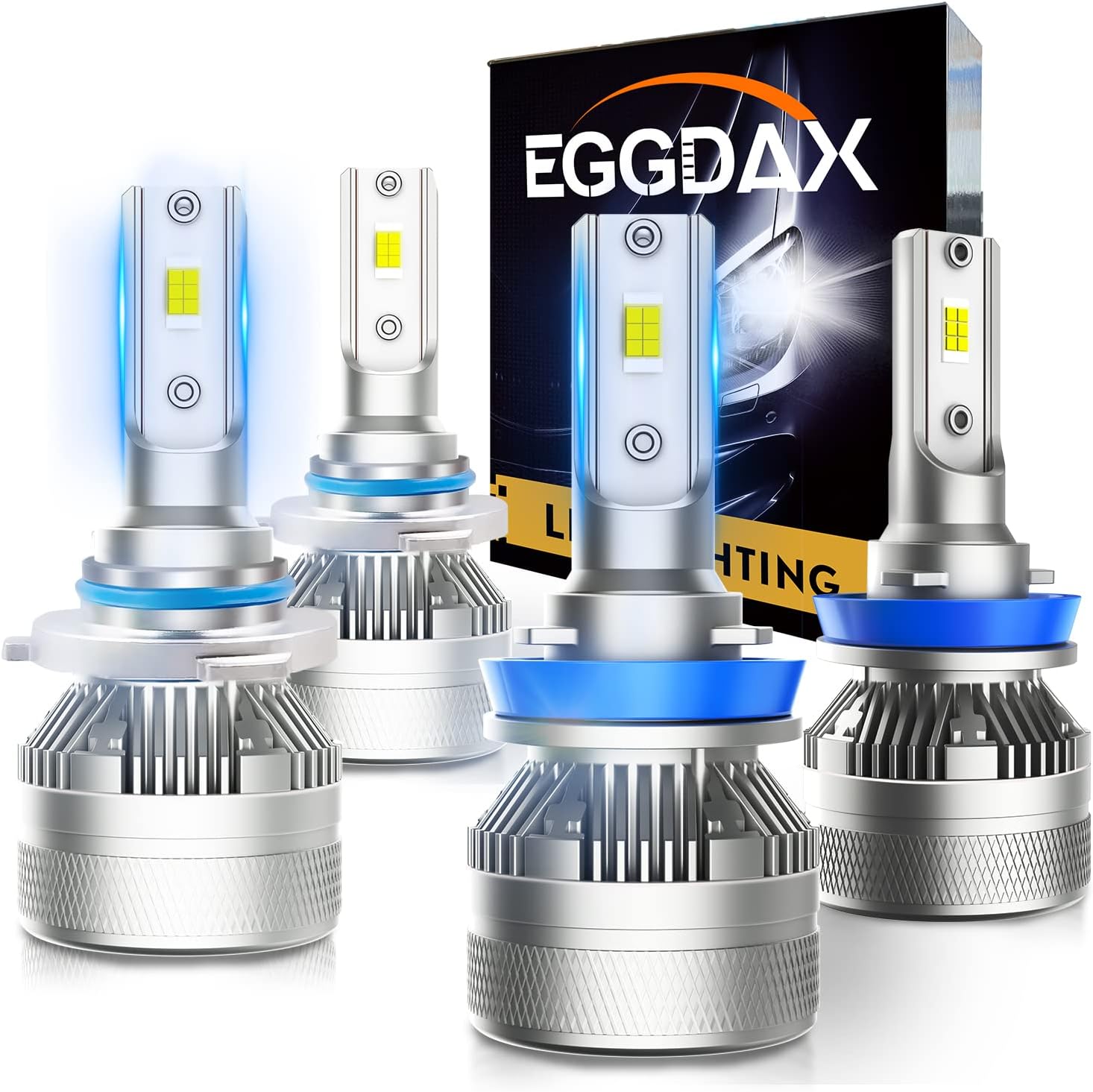 Eggdax 9005/HB3 H11 Led Headlight Bulbs Combo, High Low Beam LED Bulb Conversion Kits,70W