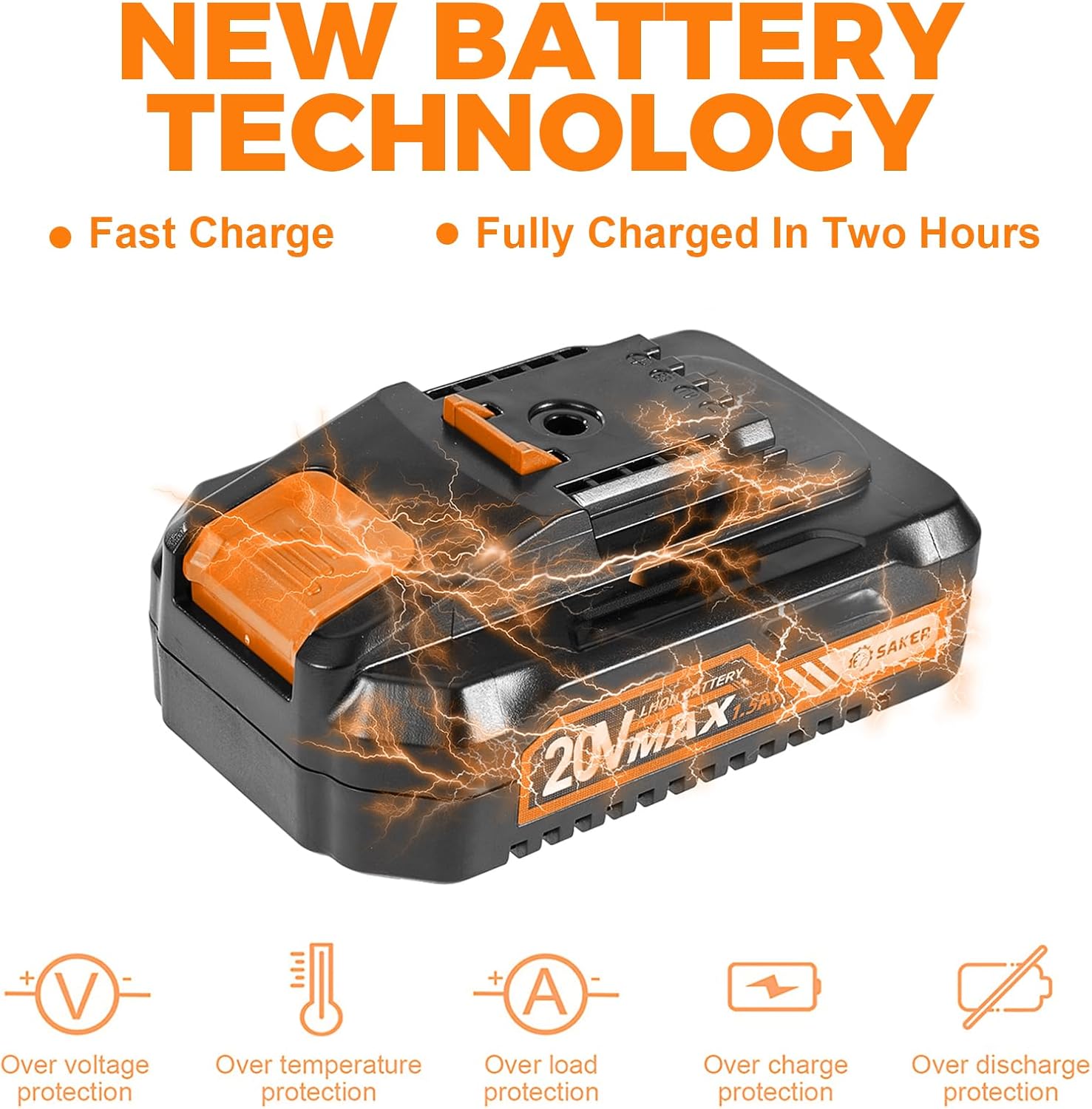 Saker Mini Chainsaw,6 Inch Portable Electric Chainsaw Cordless, Small Handheld Chain saw for Tree Branches,Courtyard, Household and Garden(SK1806D-O) - Image 5