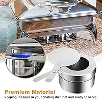 Vista 5 de Soporte de combustible de acero inoxidable, soporte de combustible para mecha de roce con tapa, bandejas de calentamiento para buffet, catering