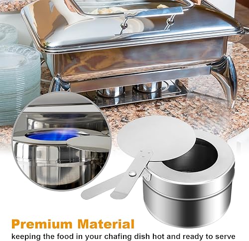 Miniatura 5 de Soporte de combustible de acero inoxidable, soporte de combustible para mecha de roce con tapa, bandejas de calentamiento para buffet, catering,