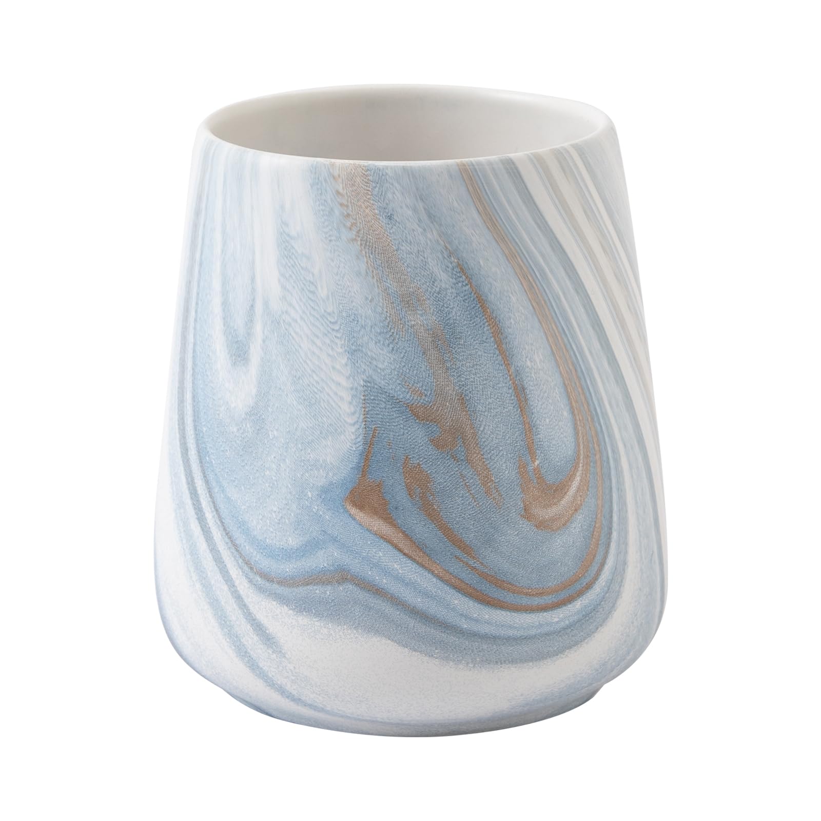 Marble Blue Toothbrush Holder for Bathroom - Ceramic Tooth Brushing Holders, Toothbrush Cup, Toothpaste Organizer for Bathroom Countertop, Makeup