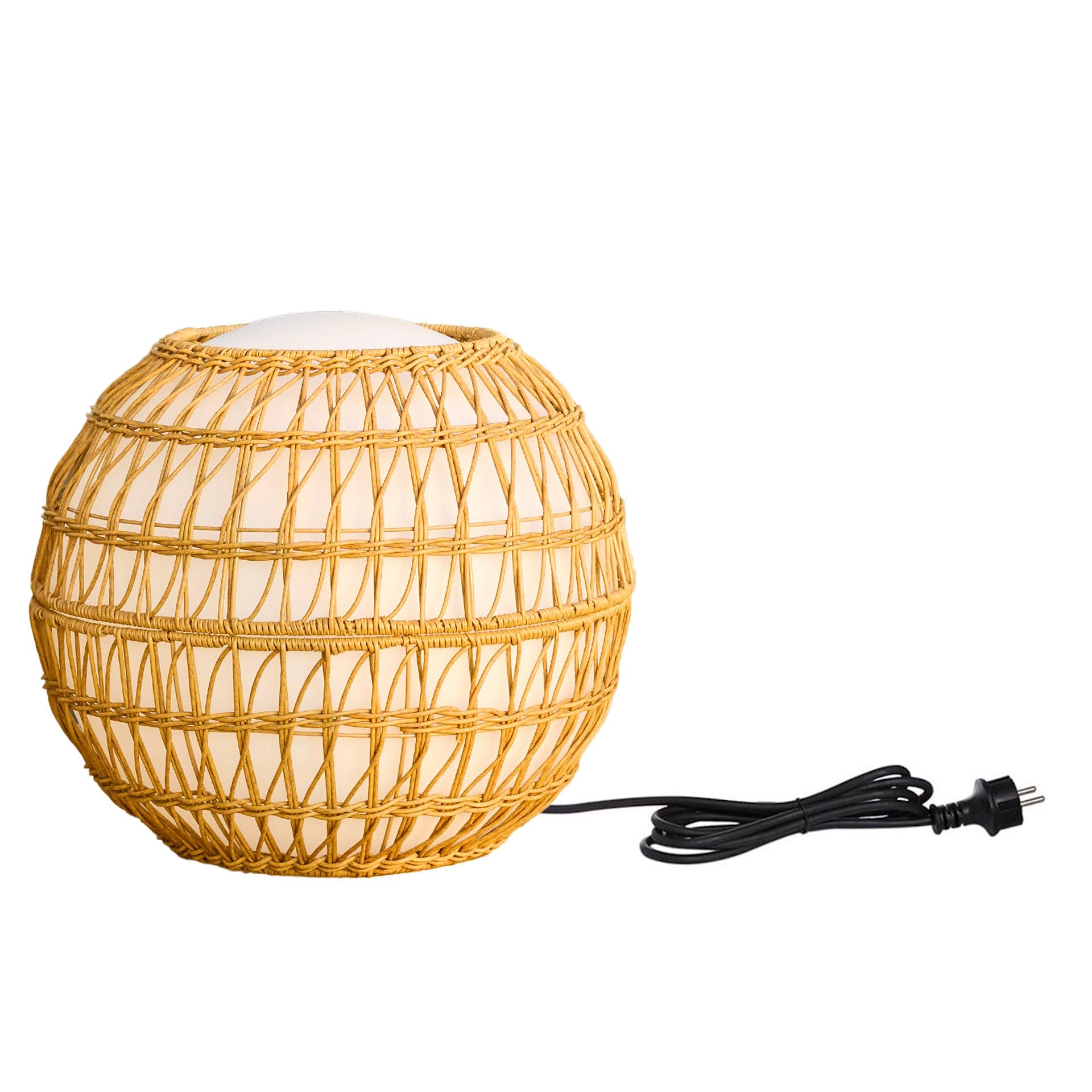 Sfera luminosa cablata con guscio poly rattan rimovibile per esterno LED bianco BOBBY W40 DRESS ∅40cm attacco E27