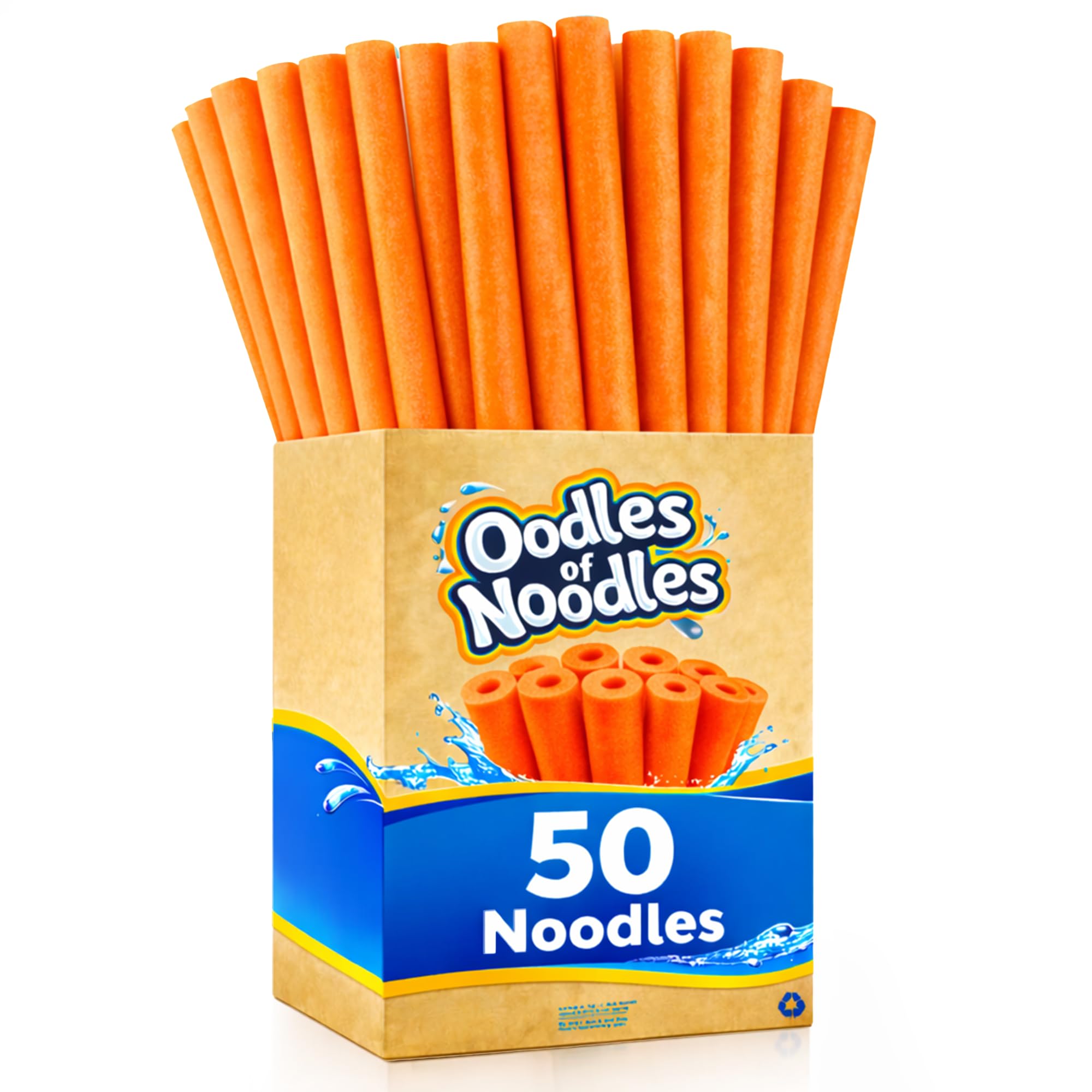 Oodles of Noodles Deluxe Rainbow Swimming Pool Noodles Foam- Pack of 50 - Approx. 48 inch x 2.5 inch Multi-Purpose Foam Tubes, Pool Floats for Water Fun, Exercise, Crafts, Padding, Insulation &amp; More
