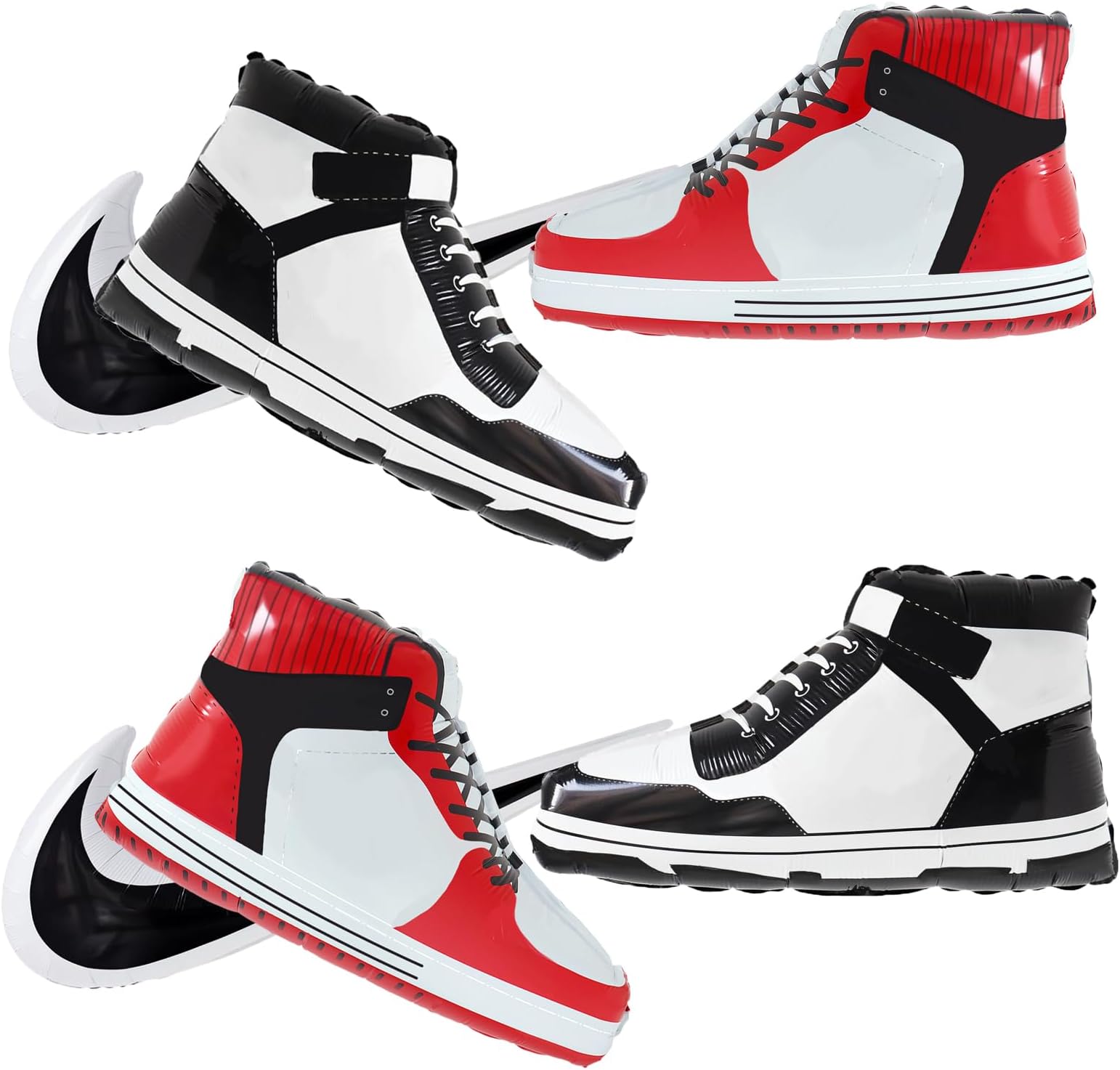 6 Pieces Sports Theme Aluminum Foil Balloons Basketball Shoes Sneaker Balloons for sports theme party decorations Boys Men Game Birthday supplies