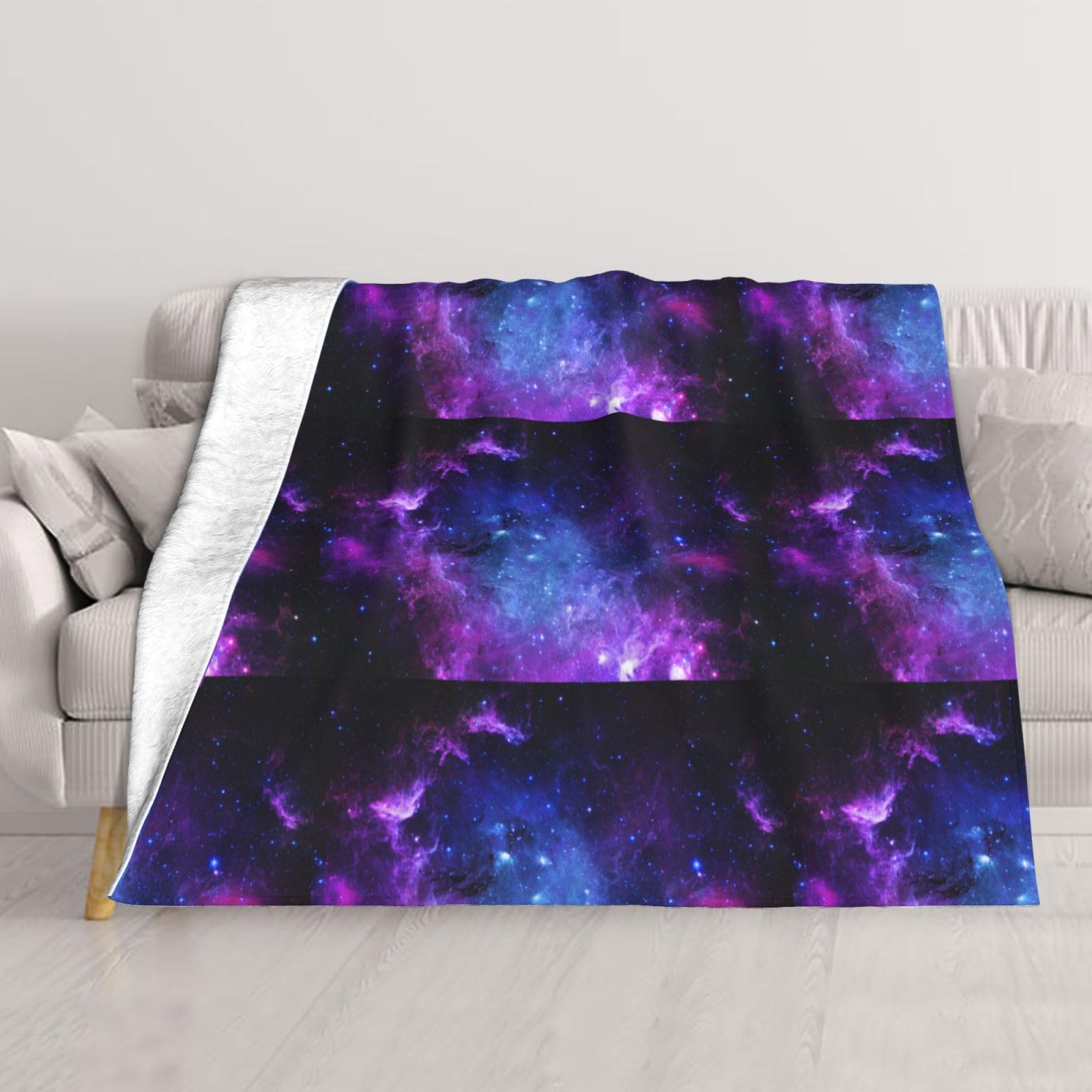 Couverture galaxie bleue chaude plaid pelucheux réversible lit canapé
