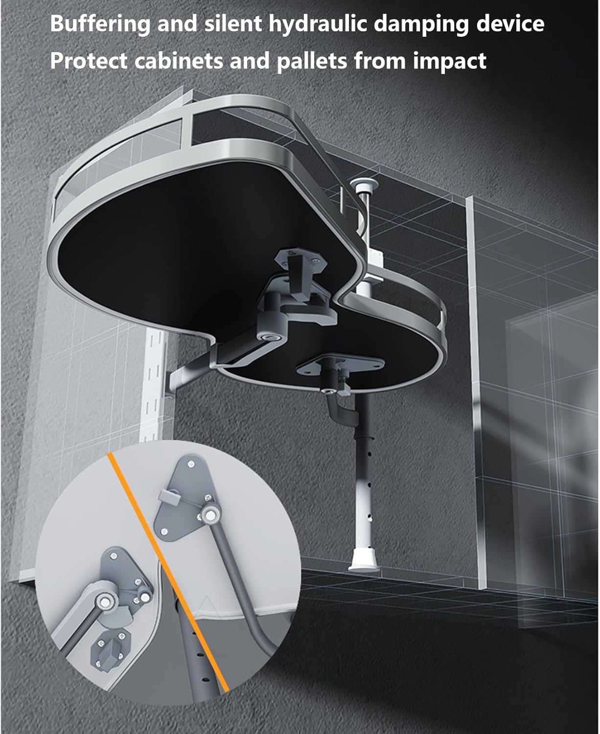 Adjustable Pull-Out Corner Shelf Blind Corner with Soft-Close Mechanism 700mm Height for Kitchen Cabinets Spice Rack & Accessory Storage