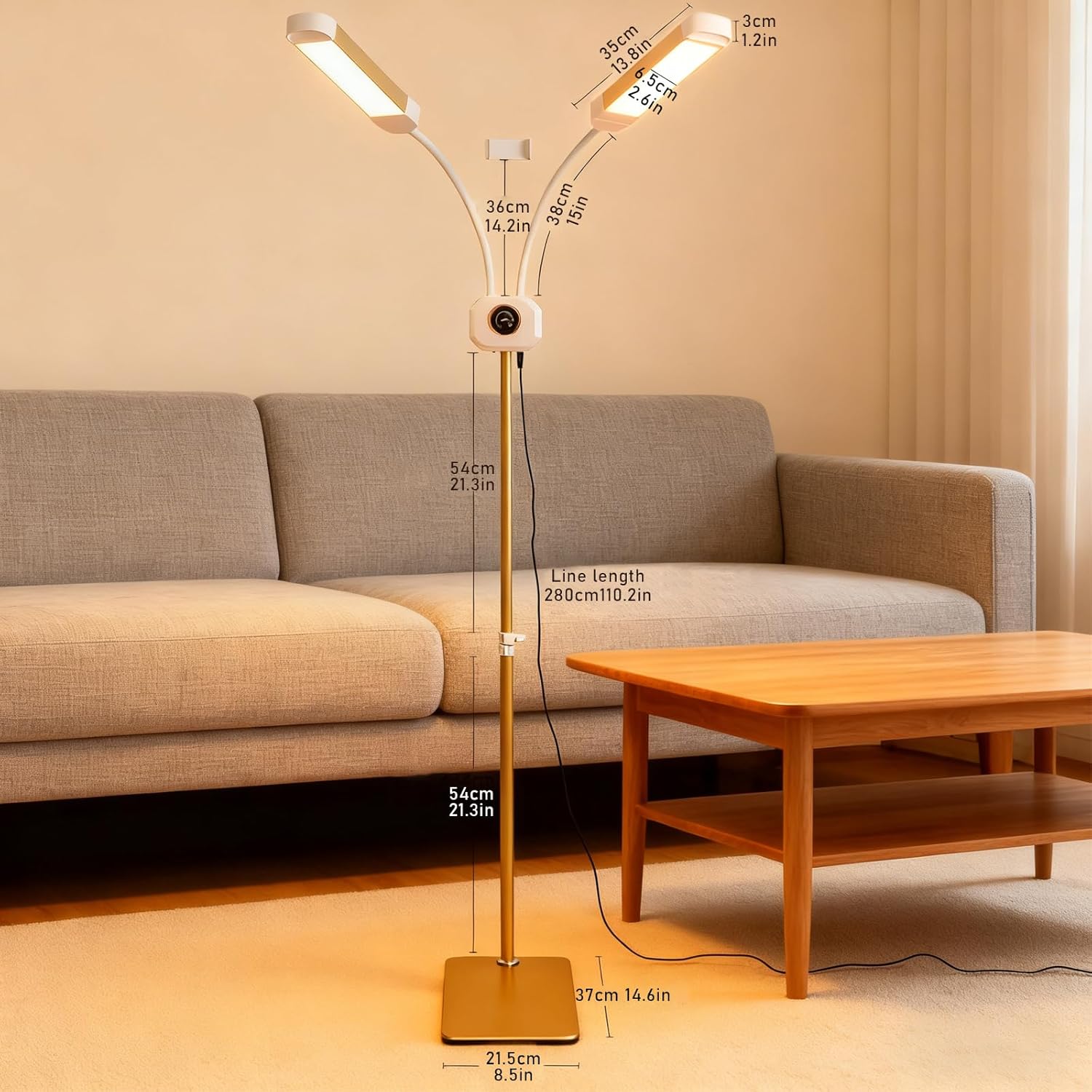 Beauty Fill Light - Dual-Head LED Floor Lamp with Stepless Dimming, Adjustable Height/Angle, Remote Control & LCD Screen, for Makeup, Eyelash Extensions,Video Recording Knob Digital Display Model