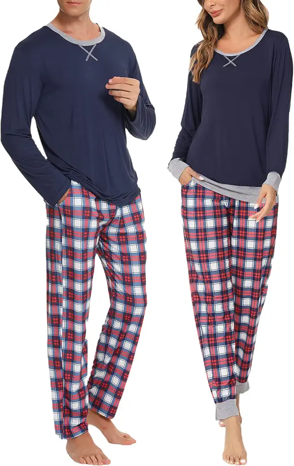 SWOMOG Men & Women Pajama Sets for Couples...