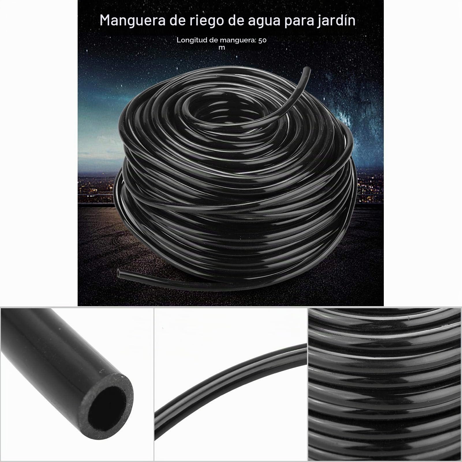 Tubería Riego 50m, Tubo de Goteo Flexible Tubo de Jardín Goteo Distribución Tubo de Dubería, para Agricultura Industrial Césped Jardín Riego Por Goteo