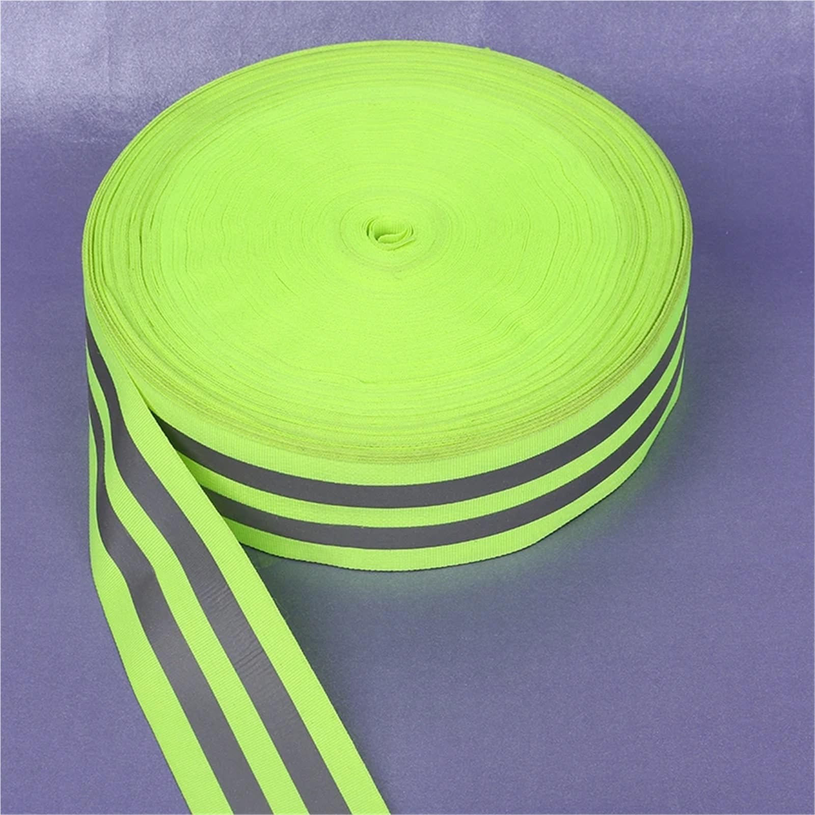 cinta reflectante para ropa, Cinta de Tela Reflectante Verde Fluorescente 5cm Ancho Doble Tiras Reflectantes de 1cm 5m(100 Meter)