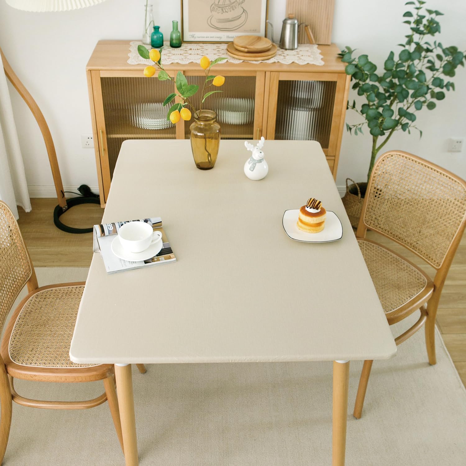 NLMUVW Rectangle Vinyl Tablecloth with Flannel Backing 30 X 72 Inch, Champagne PVC Table Cloth Waterproof Oil Proof Wipe Clean Table Cover for Party and Outdoor โ image 1