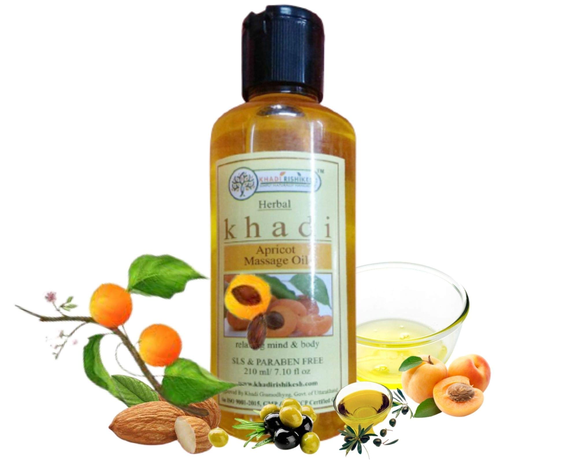 KHADI RISHIKESH Herbal Apricot Massage oil for reduces skin aging - reduce stress , pain - relaxing massage oil - reduce wrinkle anti-ageing & skin lightening oil ,full body - men & women 210ml-picture-38