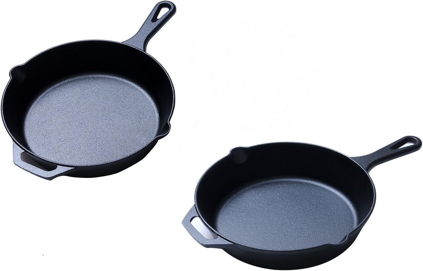 Cast Iron， Pre Seasoned Skillet with Silicone Handle (10 inch + 12 inch)