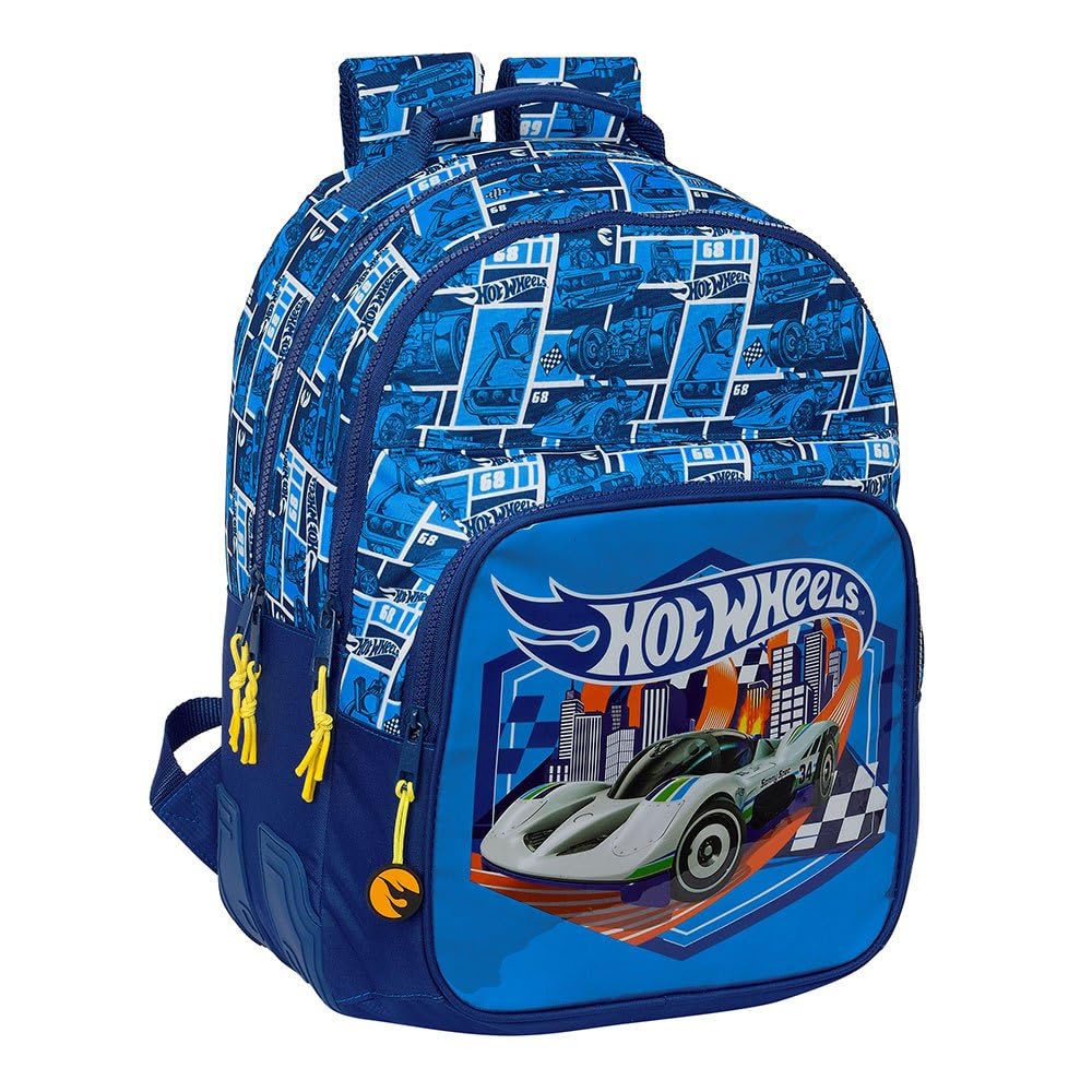 HOT WHEELS SONNY - Zaino scolastico per bambini, ideale per bambini di diverse età, comodo e versatile, qualità e resistenza, 32 x 15 x 42 cm, colore blu navy