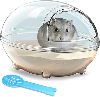 LazySusan Hamster Bath, Hamster Bath Box, Dustproof Bathtub, Sand Bath Container, Transparent Bed, Small Animal Toy, Cage Bathtub Toilet Accessories (L 17 x 12 x 10.5 cm) product image