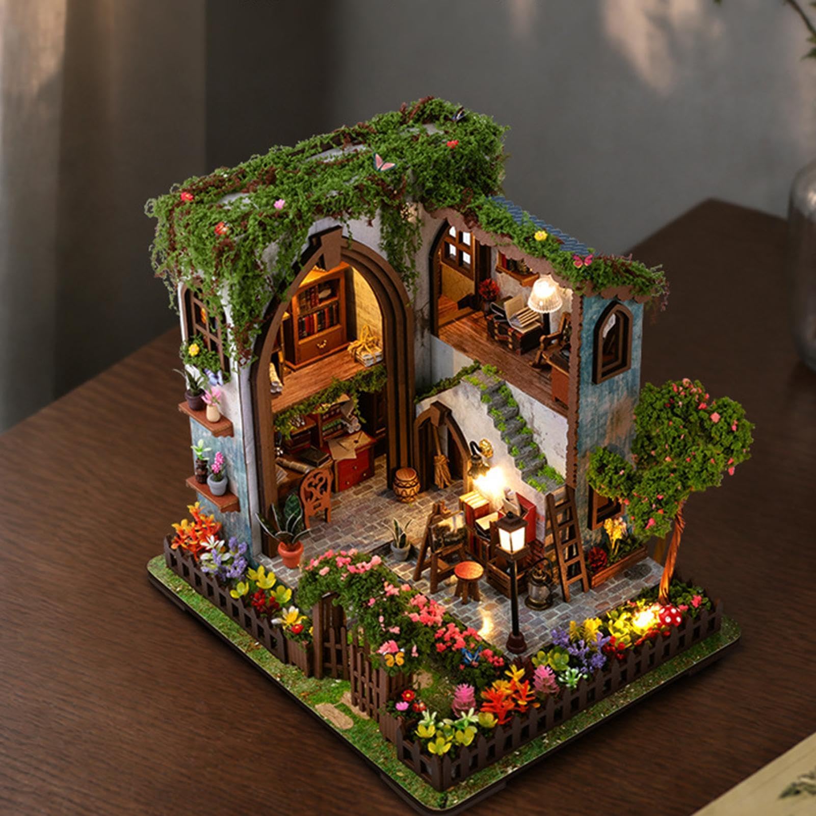 Kit de casa en miniatura DIY de madera 3D detallado modelo de habitación de