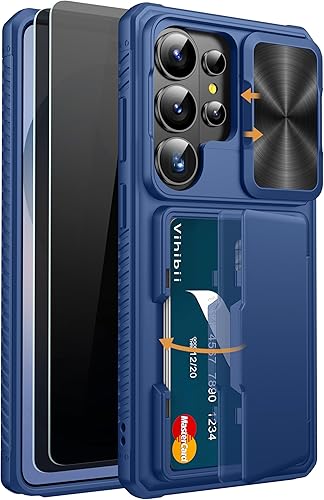 Vista 25 de Vihibii Funda tipo cartera para Samsung Galaxy S25 Ultra, tarjetero integrado (4 tarjetas), [bloqueo RFID] y cubierta de lente deslizante, Verde