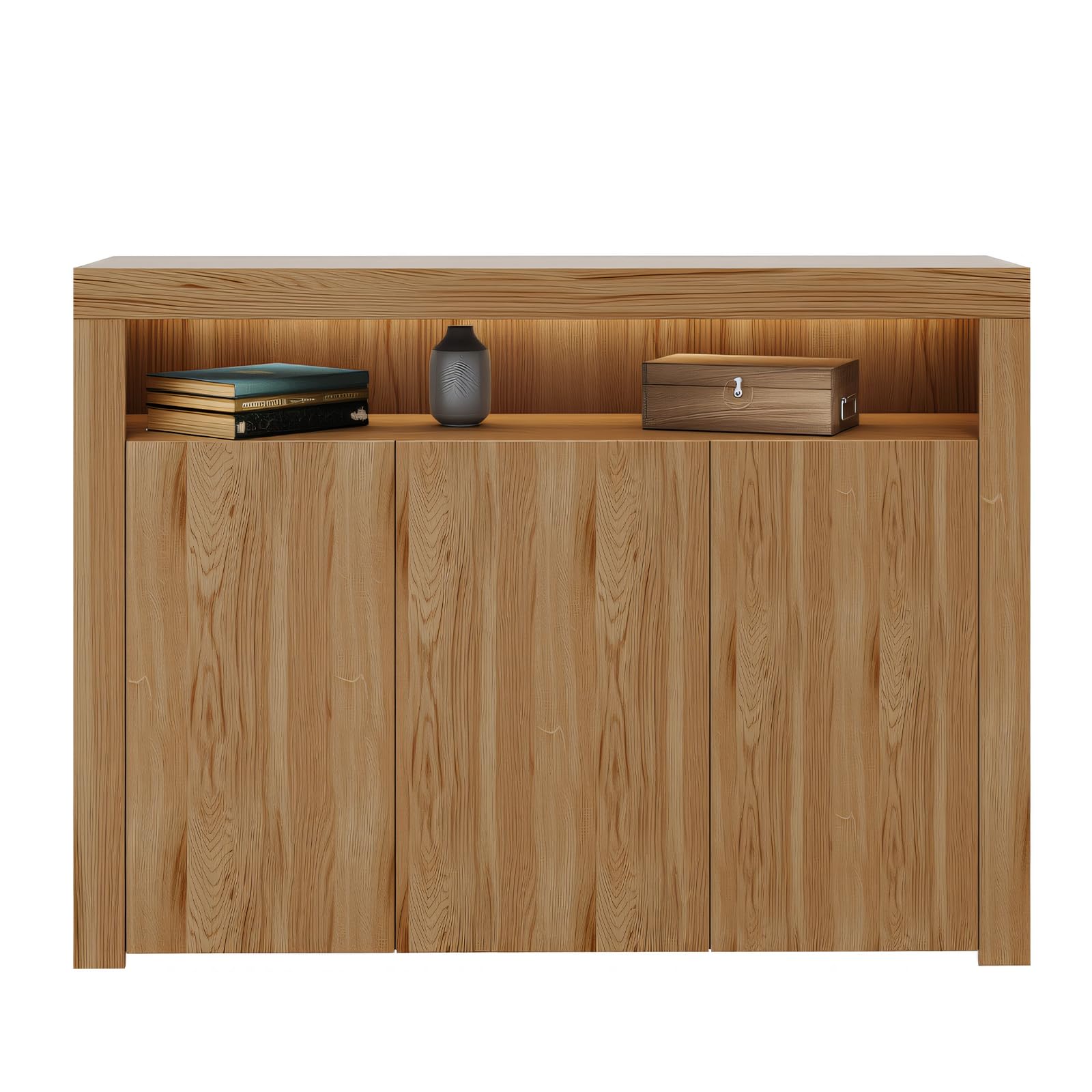 Panana Sideboard Living Room Cupboard Unit Cabinet Buffet Sideboard Server Table Accent Sideboard LxDxH 51.18x13.78x37.4inch (Oak)