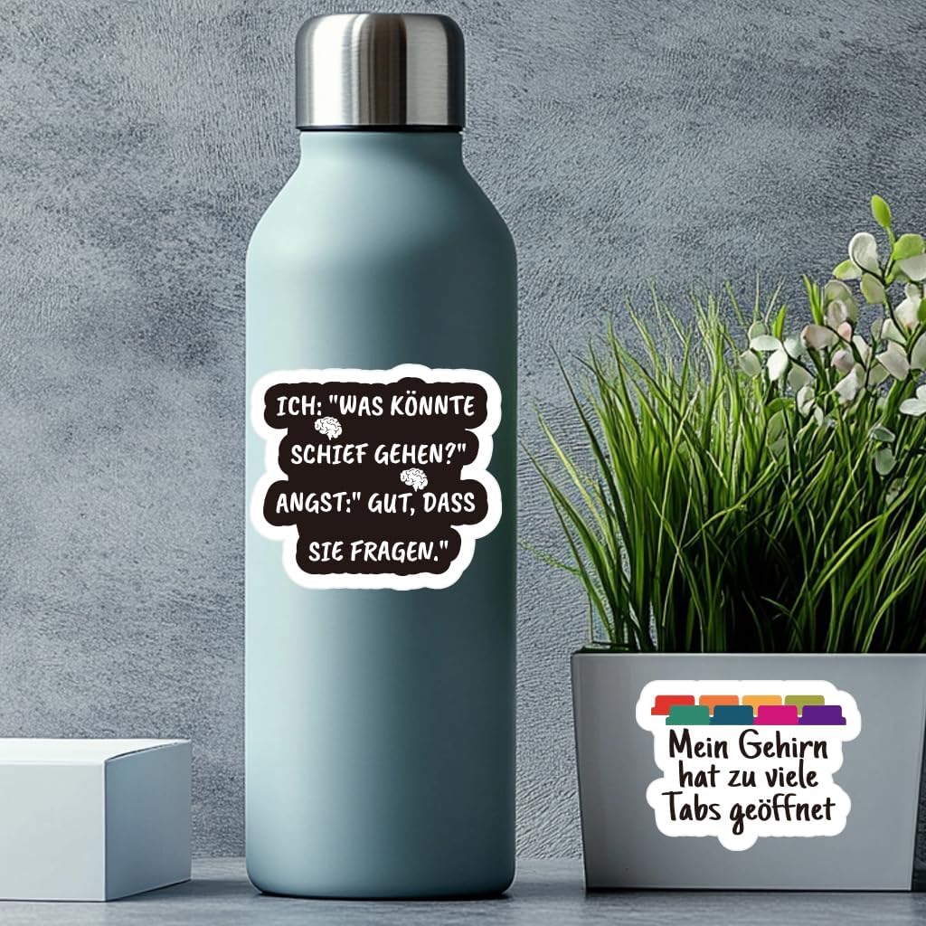 1step2dream Funny Sarcastic Germany Stickers - Humor German Phrases & Memes Decal for Adults - Waterproof Vinyl Decals for Laptop, Phone - Image 4