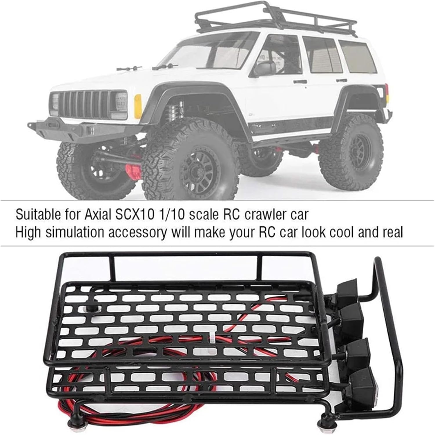 Roof Luggage Rack Light Bar Compatible for Wrangler Tamiya CC01 Axial SCX10 Aluminum Alloy Luggage Rack Car Roof Rack
