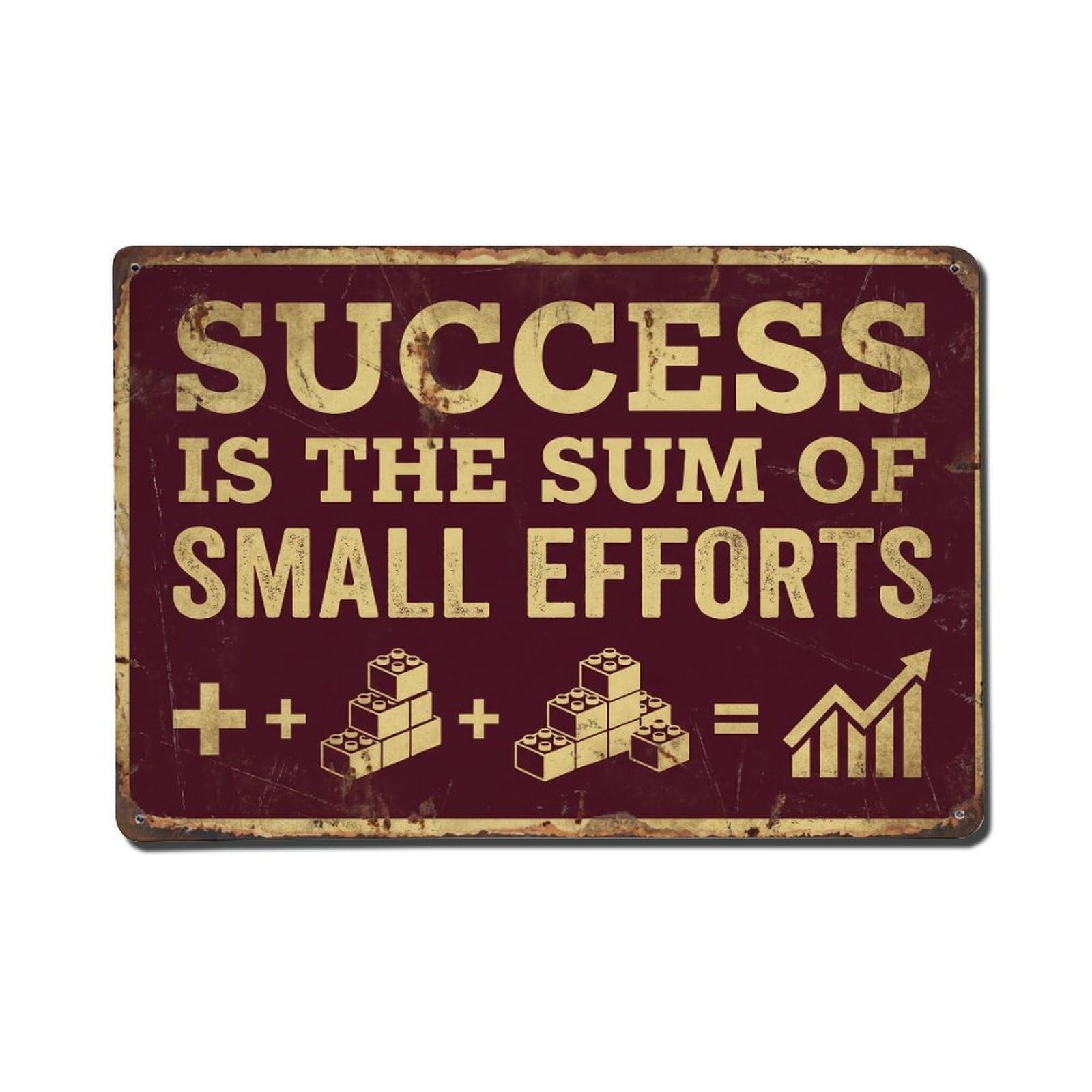 Success Sum Small Efforts Retro Motivational Slogans 1 Metal Tin Sign Plaque Wall Decor for Cafe, Club Bar, Office, Home Garden Metal Poster 8x12Inch