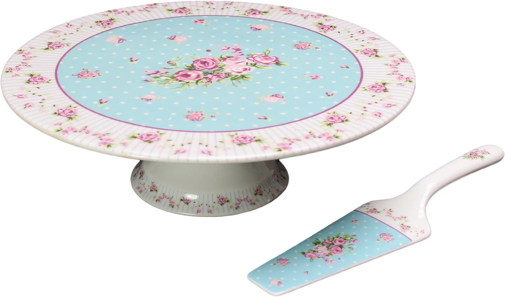 HCAA Retro cake stand Floral design Shabby Chic 11.5 inch Diameter
