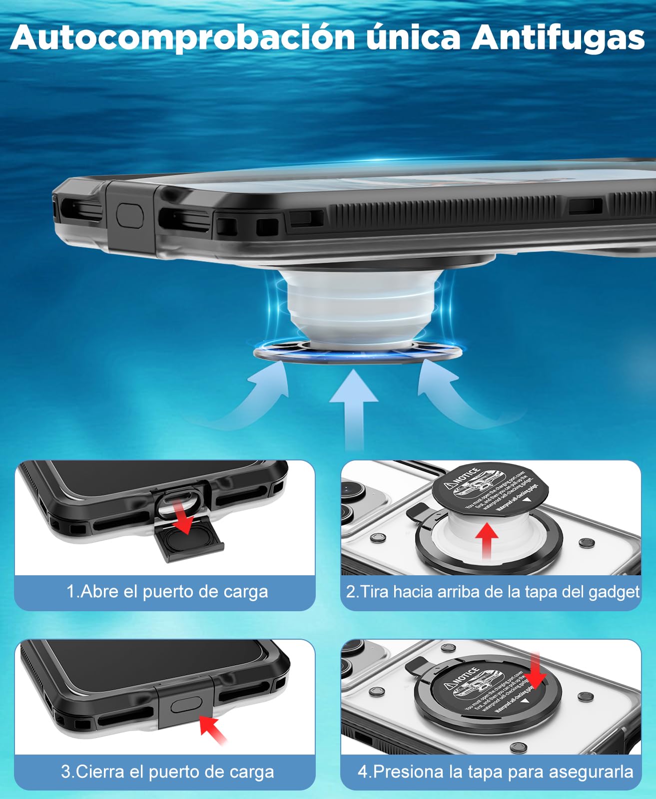 Beeasy Funda Impermeable Móvil Universal, Buceo Profesional IPX8 30M Subacuático Carcasa de Fotografía, Bolsa Acuatica Sumergible para iPhone Samsung Xiaomi Huawei, para Playa Submarinismo Surf