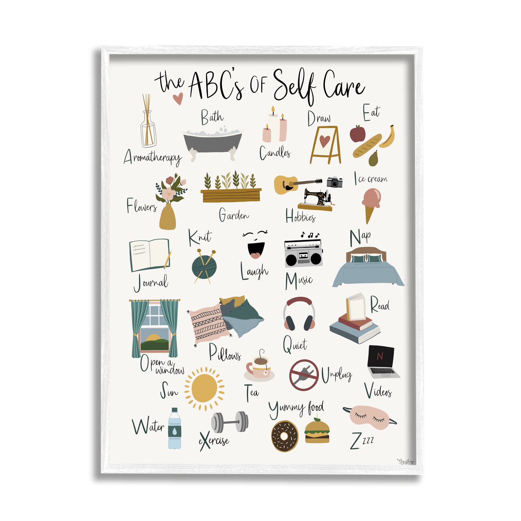 Stupell IndustriesABC's of Self Care Adult Relaxation Alphabet, Design by Gigi Louise