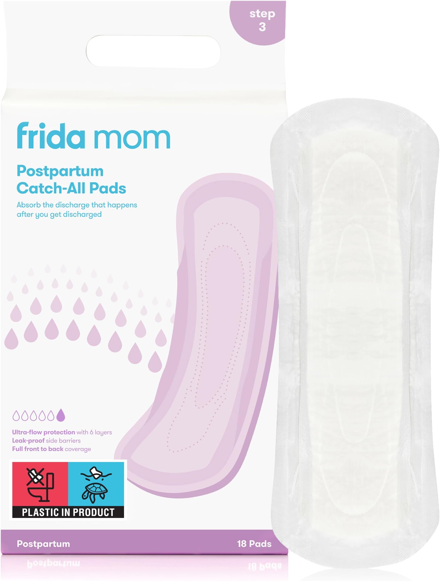 Frida Mom Postpartum Pads, Leak Proof Feminine Care Maxi Pads, 6 Layers of Protection for Maximum Absorbency