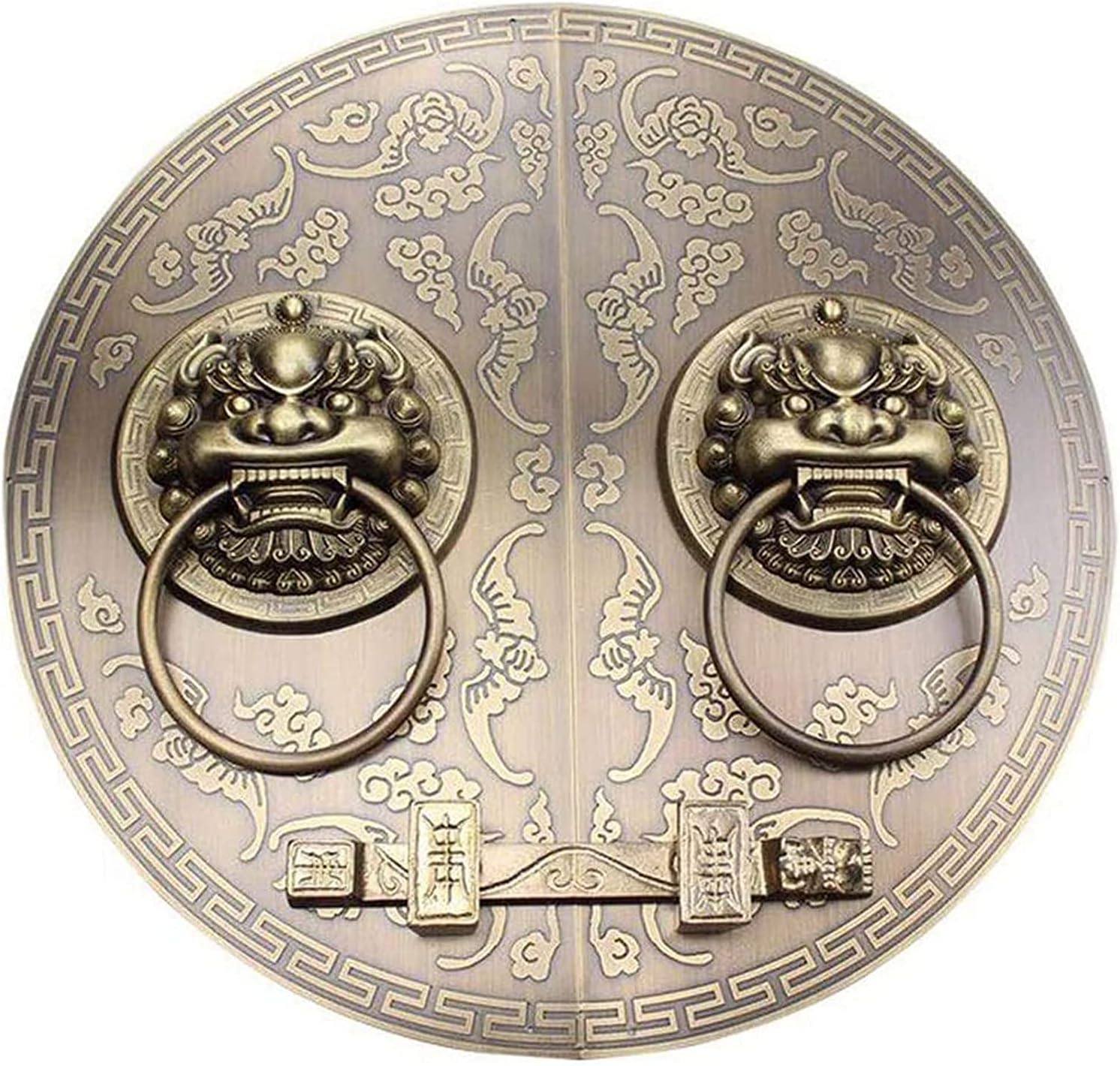 Antique Style Furniture Pulls Brass Cabinet Face Plate Backplate Hardware Home Cupboard Decor with Retro Lions Door Knocker Home Decoration (Style3)