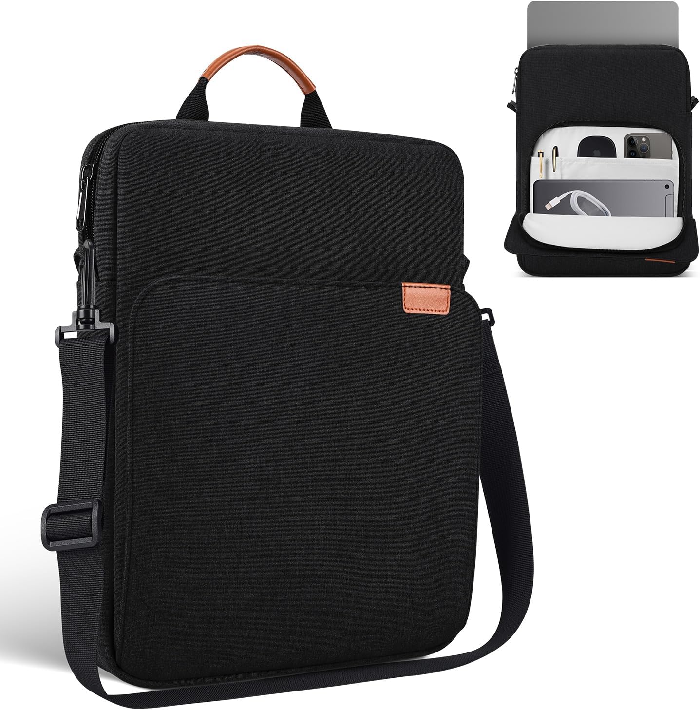 13 inch Laptop Carrying Sleeve for 2025-2022 MacBook Air 13 M4 M3 M2 A3240 A3113 A2681, Protective Carrying Bag Shoulder Travel Case Bag, Black