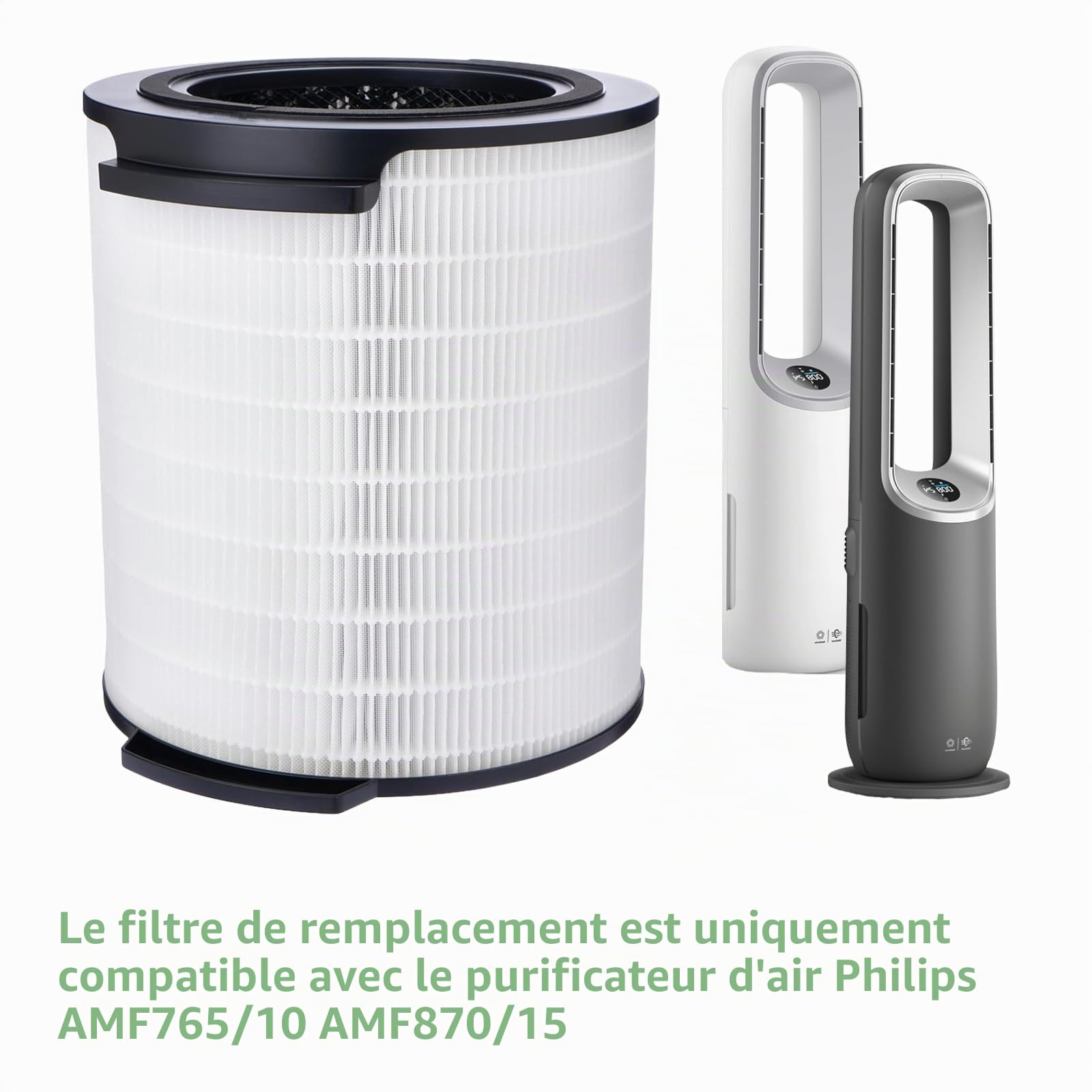 FYM860 Filtre de rechange compatible avec le purificateur d'air Philips AMF765/10 AMF870/15, 3 en 1 H13, filtre HEPA de rechange avec préfiltre et filtre à charbon actif FYM860/30
