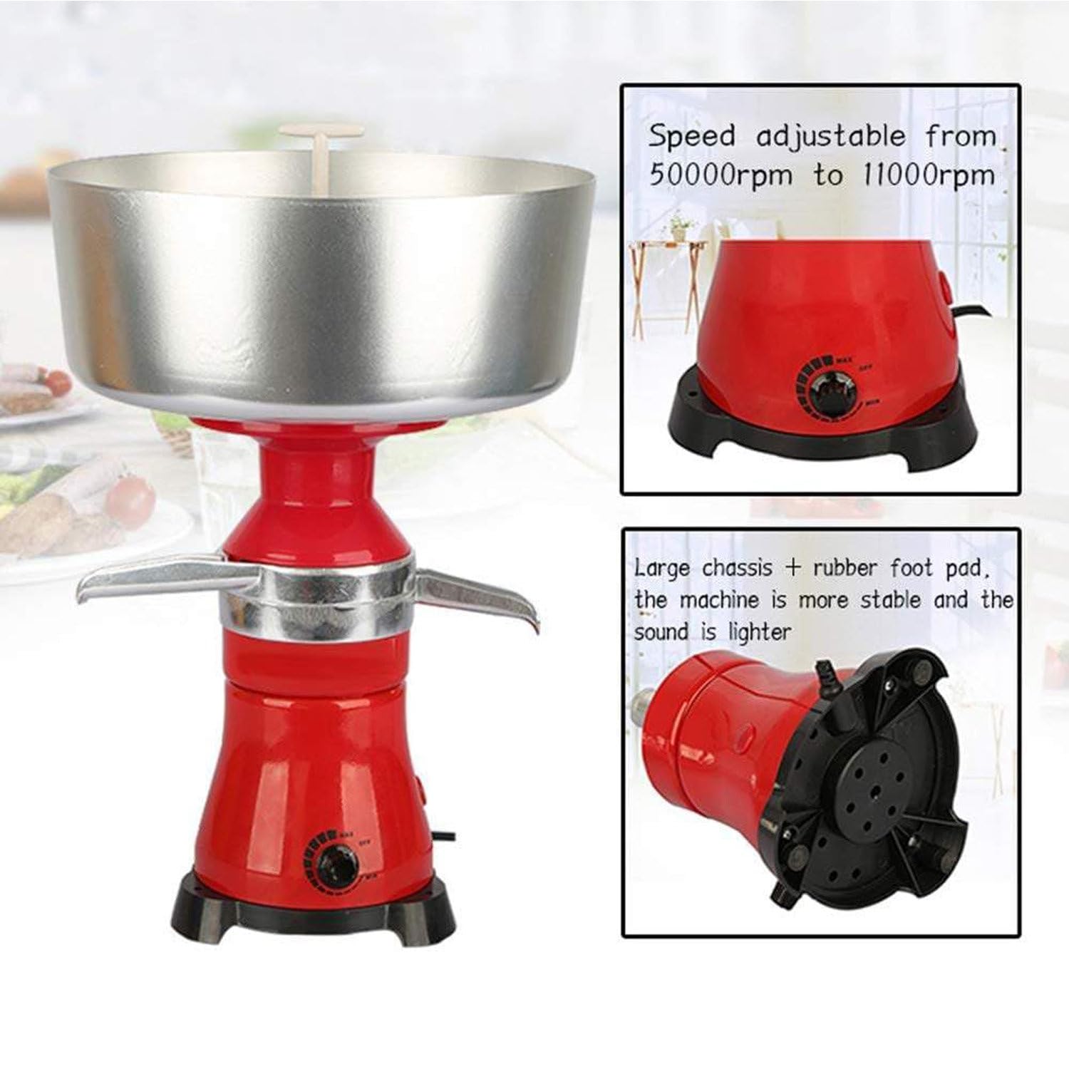 Separatore di latte elettrico, centrifuga per latte fresco, capacità 80 l/h con ciotola da 12 l, separatore di crema efficiente per la lavorazione dei prodotti lattiero-caseari
