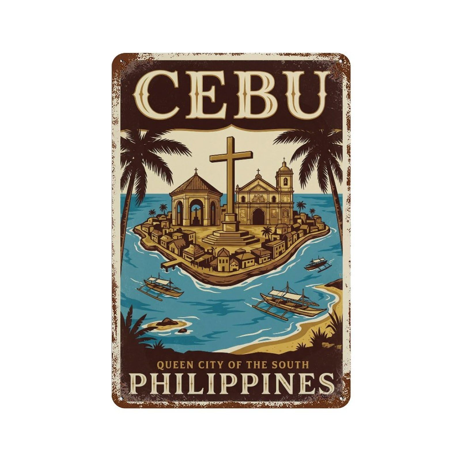 Metal Tin Sign Travel Philippines Cebu Retro
