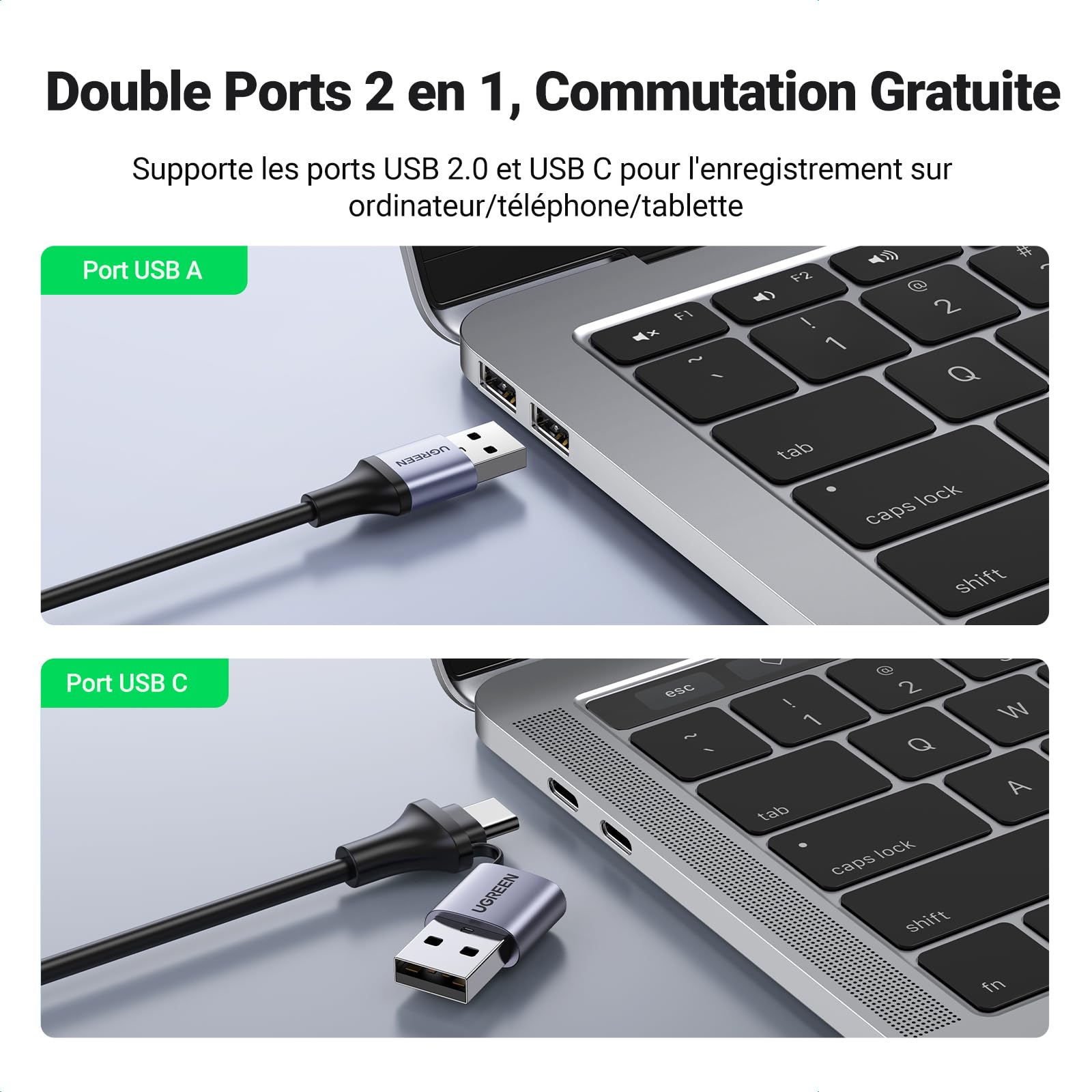UGREEN Carte Acquisition Vidéo HDMI 4K 60Hz Entrée USB C 1080P 30FPS HD Enregistrement Streaming Jeux Vidéo OBS Carte de Capture Compatible avec MacBook iPad Pro PC Switch PS5 Xbox TV Stick Caméra