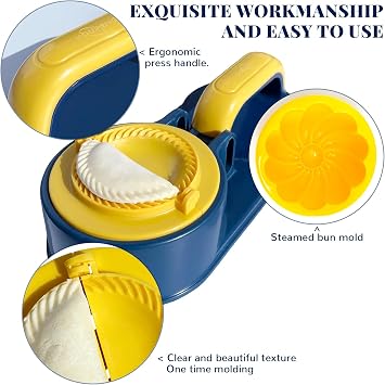 3 in 1 Dumpling Maker Machine for Adult Kids, Dumpling Skin Maker Dumpling Moulds, Home Manual Dumpling Making Tool, Happy & Easy to Make Dumplings for New Year (Blue)