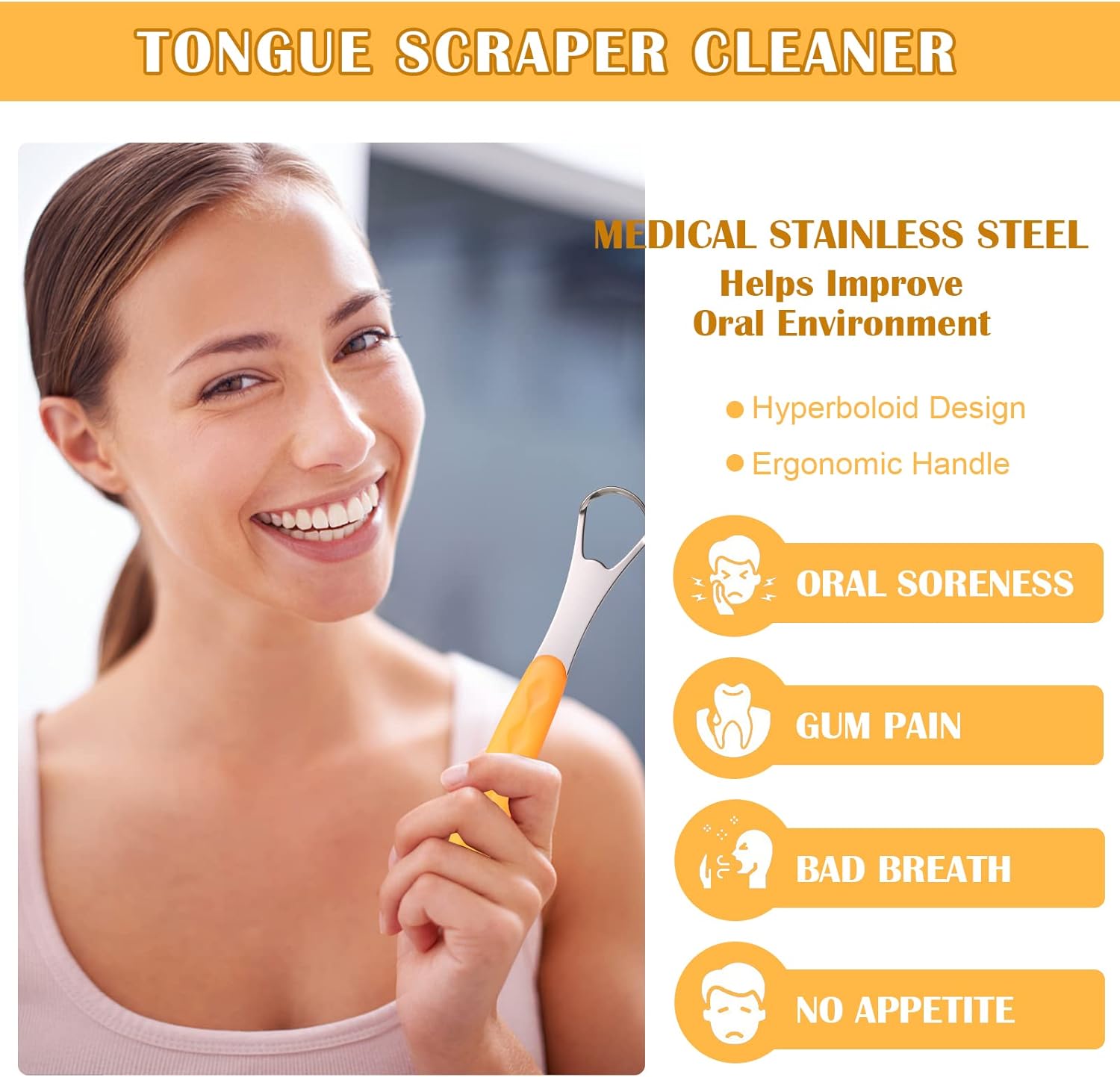 4 Pcs Tongue Scraper,Tongue Scraper with Case Cleaner Stainless Steel