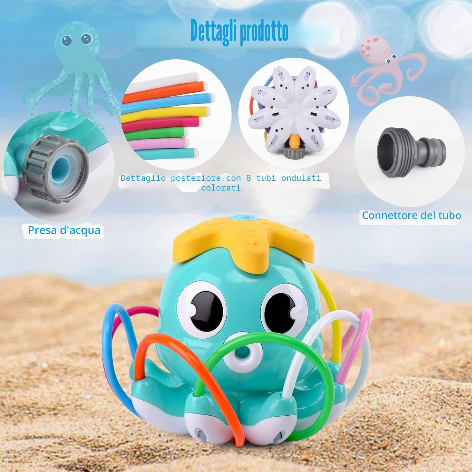 Giochi d'Acqua per Bambini - Giochi da Giardino con Spruzzino Acqua (Polpo-blu)